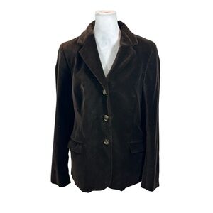 Ladies Piazza Sempione Brown 3 Button Velour Blazer Size 44 Made in Italy